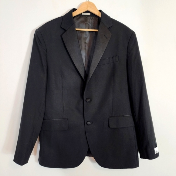 NWT Nordstrom's Rack Trim Fit Stretch Tuxedo Jacket Suit Blazer Black Size 42S - Picture 2 of 10